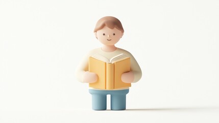 Aufkleber - A 3D rendered illustration of a person reading a book.
