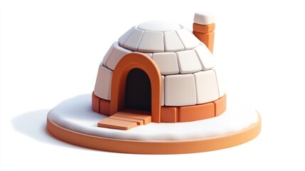 Aufkleber - 3D render of an igloo on snow.