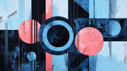 Poster - Abstract Geometric Art with Vibrant Colors and Dynamic Shapes