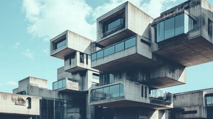 Poster - Unique Modern Architecture with Geometric Shapes and Concrete Facade