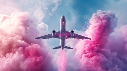 Poster - Jet aircraft soaring through a visually striking holographic representation of an advanced atmospheric network with ample copy space on the right side of the frame for added versatility