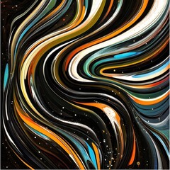Poster - Vibrant Abstract Swirls of Color on Dark Background Art Design