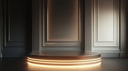 Poster - Elegant Minimalist Stage with Soft Lighting in Modern Interior Space
