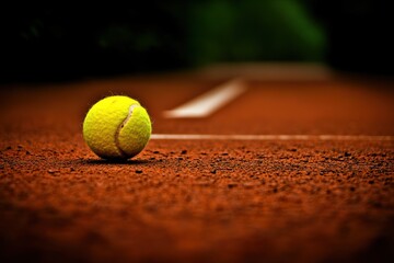 Poster - Tennis ball on clay court near line. (2)