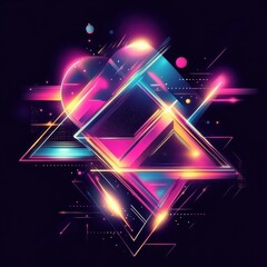 Poster - Vibrant Neon Geometry with Shapes and Colorful Light Effects