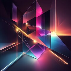 Poster - Abstract Geometric Composition with Vibrant Light and Colors