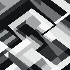 Poster - Abstract Geometric Pattern in Black and White with Varying Shapes