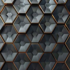 Aufkleber - Abstract Metallic Honeycomb Pattern with Glossy Surface Reflection