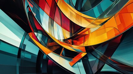 Poster - Abstract Colorful Swirls and Curves in Dynamic Modern Design