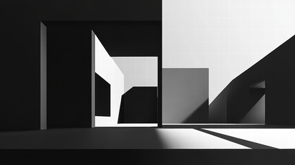 Poster - Abstract Minimalist Architecture with Shadows and Light Play