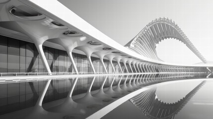 Poster - Modern Architectural Design of Futuristic Structure with Reflection