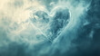 © Thiago - Illusory wispy heart drifting serenely, barely visible in a soft, ethereal mist. Illusory. Illustration