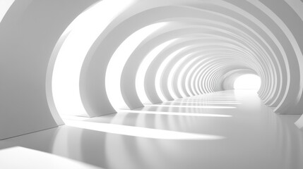 Poster - A sleek, futuristic corridor featuring smooth white curves and gentle light reflections creates a serene and modern atmosphere