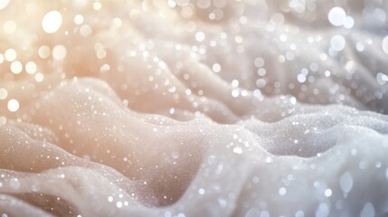 Poster - An abstract wave texture in white showcases delicate sparkles, creating a shimmering effect that evokes tranquility and beauty