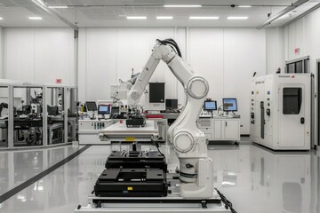 Poster - Automated robotic arm system in a cleanroom manufacturing facility.