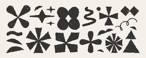 Aufkleber - Brutalism geometric abstract shape elements with texture rough. Monochrome color modern design.