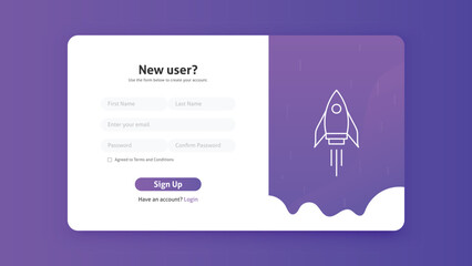 Registration form online, Website ui concept, User interface template.