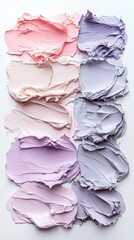 Poster - An array of soft pastel lip balm shades fills the canvas with pinks, purples, and creams, inviting exploration of colors and textures, perfect for a stylish beauty collection