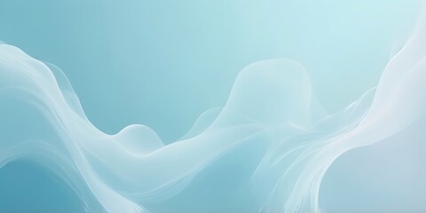 Poster - Minimalist Digital Abstract Artwork with Soft Flowing Blue Waves and Serene Movement