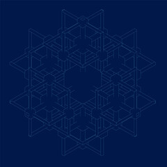 Poster - Abstract geometric background with isometric. Digital cube isometric on blue background.
