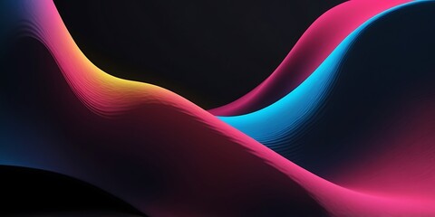 Poster - Vibrant Abstract Digital Artwork with Flowing Colorful Waves on Black Background