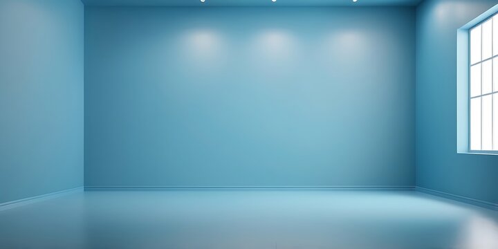 Minimalist Modern Interior with Empty Display Area on Gradient Blue Background