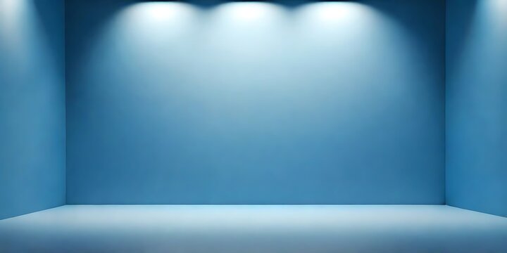 Minimalist Modern Interior with Empty Display Area on Gradient Blue Background