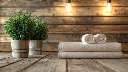 Poster - A peaceful evening spa session with dim lighting and a warm ambiance for ultimate relaxation Stock Photo with side copy space