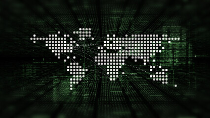 Fototapete - Futuristic metaverse, hi-tech digital data telemetry with encrypted numbers, display dynamic background for computer desktop screen display format