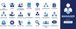 © MDRUHULAMIN - Manager best solid icon set collection. Time management, admin, changing management, teaching, solving problem, communicate, planning, depuration, managing, association and vector illustration.