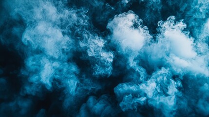 Poster - Swirling shades of blue create a dreamlike atmosphere as soft tendrils of mist weave and flow, enchanting any onlooker with their fluidity and depth, evoking a sense of tranquility and wonder