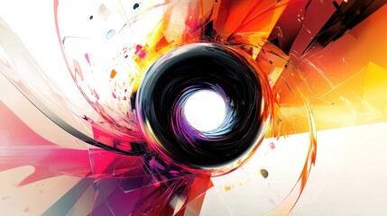 Poster - eclipse, displaying a fusion of colors as they radiate from the center of a darkened sphere.