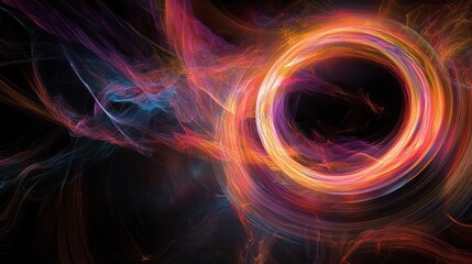 Poster - eclipse, displaying a fusion of colors as they radiate from the center of a darkened sphere.