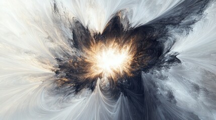 Poster - eclipse, displaying a fusion of colors as they radiate from the center of a darkened sphere.