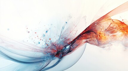Fototapete - concepts, with intricate waveforms and particle-like structures interwoven against a bright white backdrop,