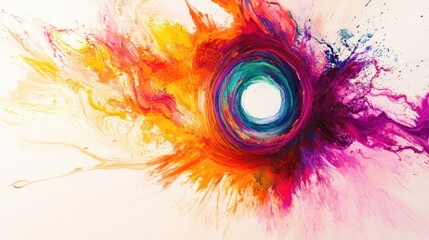 Poster - eclipse, displaying a fusion of colors as they radiate from the center of a darkened sphere.