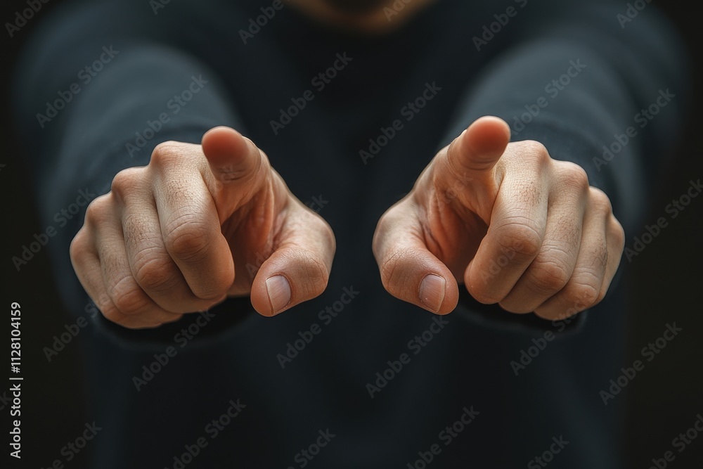Dynamic gesture of two hands pointing studio setting photography dark ...