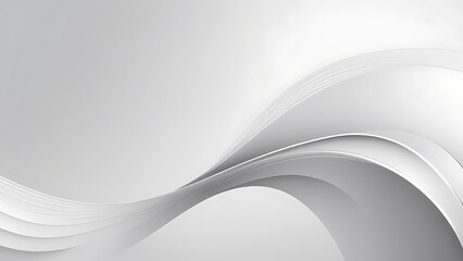 Poster - Minimalist Digital Abstract Artwork with Flowing White Wave Design on Soft Gray Background