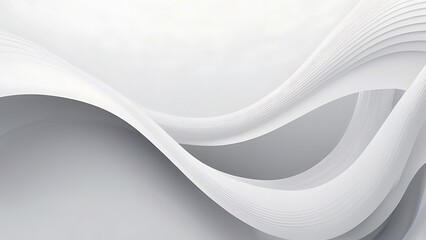 Poster - Minimalist Digital Abstract Artwork with Flowing White Wave Design on Soft Gray Background