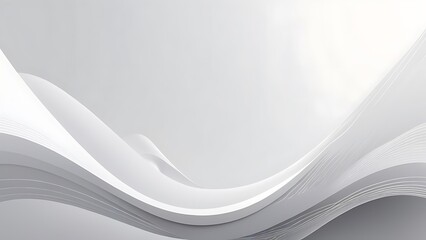 Poster - Minimalist Digital Abstract Artwork with Flowing White Wave Design on Soft Gray Background