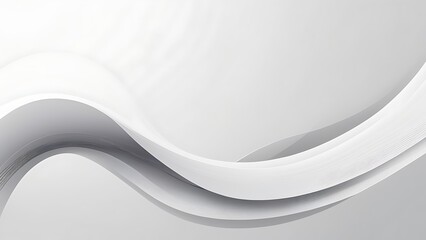 Poster - Minimalist Digital Abstract Artwork with Flowing White Wave Design on Soft Gray Background