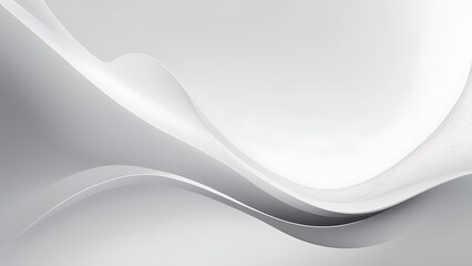 Poster - Minimalist Digital Abstract Artwork with Flowing White Wave Design on Soft Gray Background