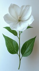 Wall Mural - Single white bellflower on a white background 