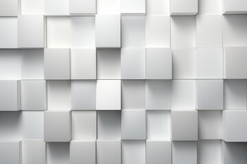 Poster - Modern Abstract 3D Geometric Pattern with White Cubes in a Minimalist Monochromatic Design