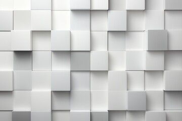 Poster - Modern Abstract 3D Geometric Pattern with White Cubes in a Minimalist Monochromatic Design