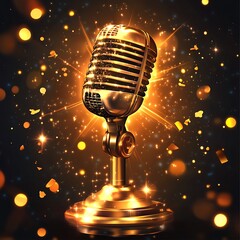 Leinwandbilder - Singing contest show 3d luxury 3d editable vector text effect
