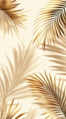 Poster - Delicate palm leaf shadows dance on a warm, neutral surface, evoking a tranquil tropical ambiance. The gentle play of light enhances the serene aesthetic of the setting