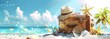 © AR24 Art - Summer Vacation Essentials: Vintage Suitcase on a Tropical Beach