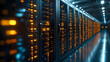 © Amnat - Modern Data Center with Illuminated Server Racks and Orange LED Lights
