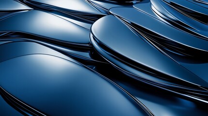 Poster - a blue backdrop features a metal pattern resembling a futuristic cityscape, evoking tech and innovat